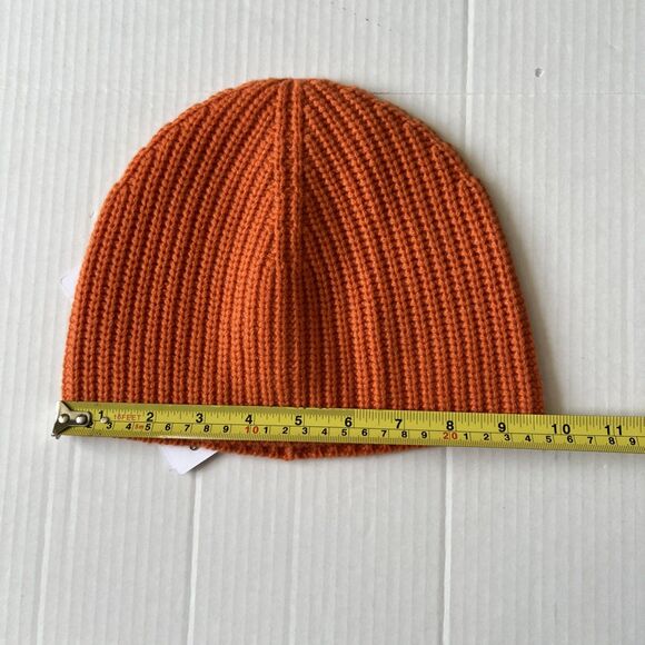 The Cashmere Project OS Beanie 100% Cashmere Orange Ribbed NWT